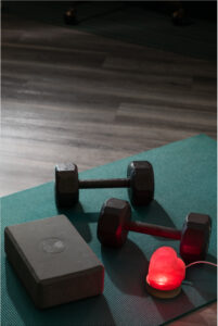 image of workout equipment and heart rate display on the crystal 